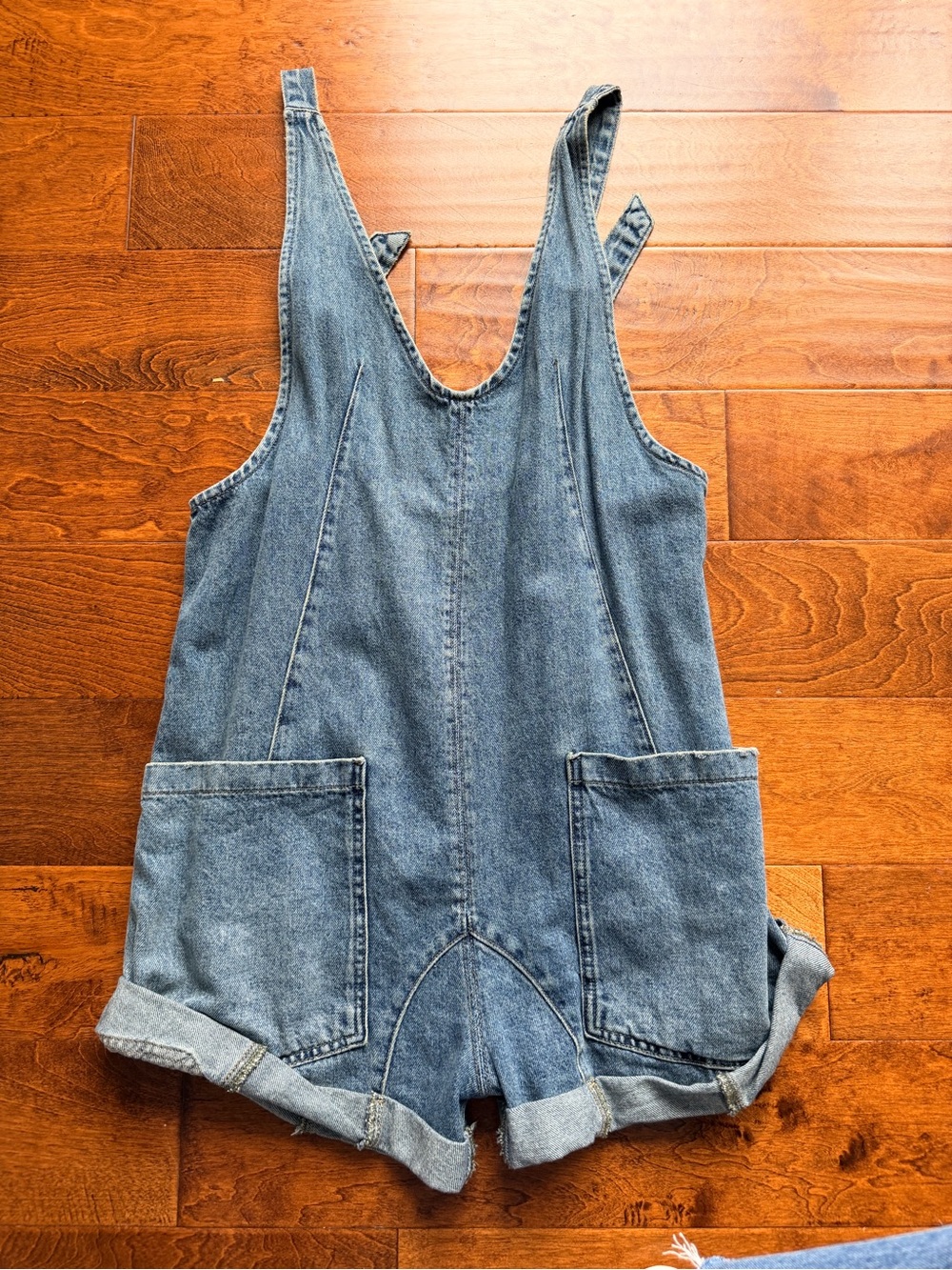 Free People Blue Denim Shortall Romper